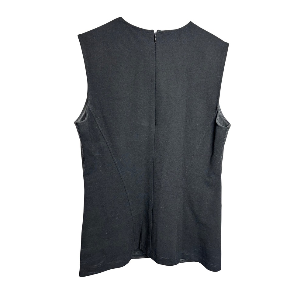 Theory Black‎ Lamb Leather Front Sleeveless Top Bristol Modern Seamed Shell S - Picture 3 of 7